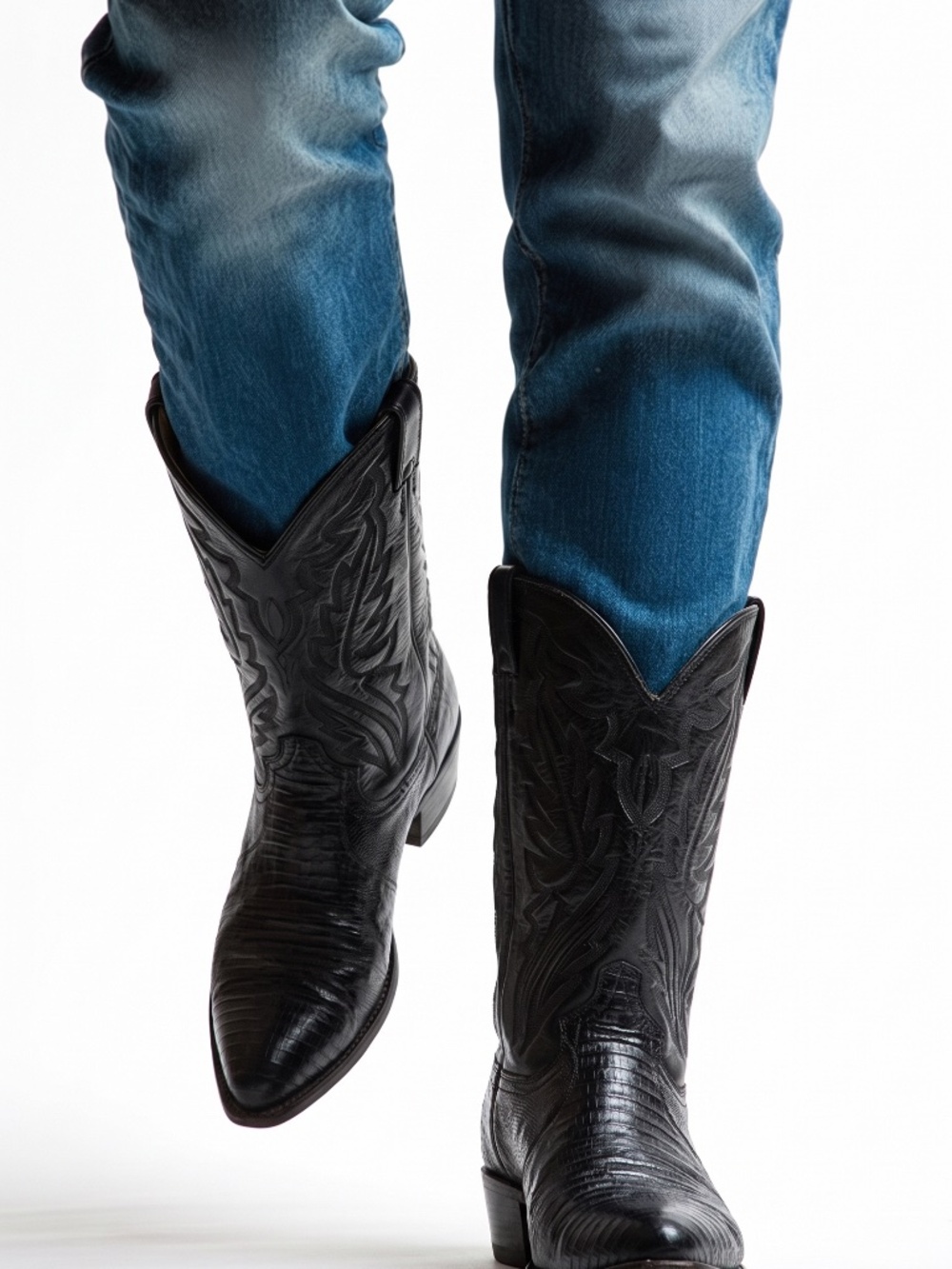 Vintage Justin Exotic Lizard Leather Western Boots in Black Men’s Sz. 8 EE